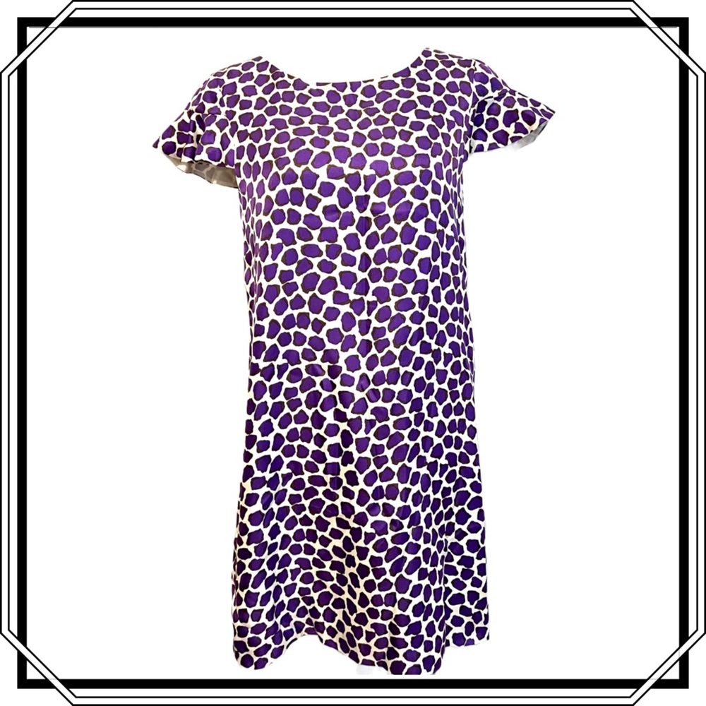KATE SPADE silk dress shift leopard print Size 6 purple white